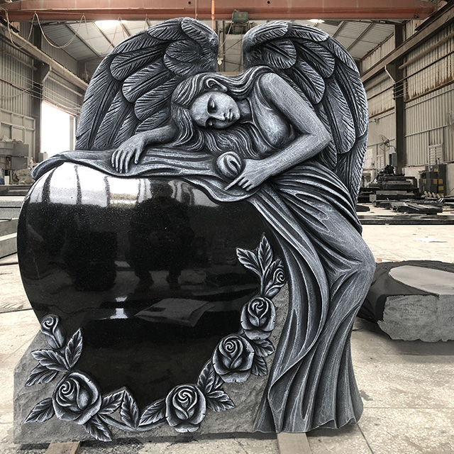 Prix ​​d'usine de la pierre tombale en granit finement sculpté Angel